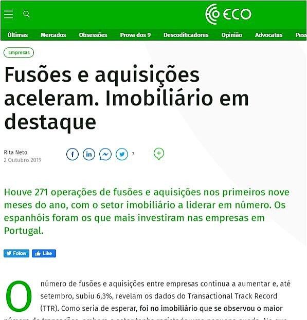 Fuses e aquisies aceleram. Imobilirio em destaque